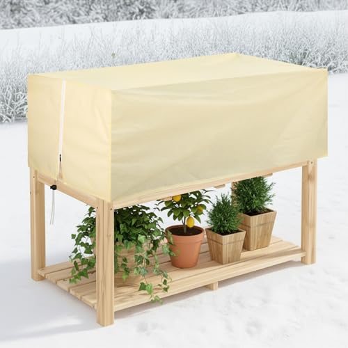 2 Pcs 102" x 51" Raised Garden Bed Cover for Winter Large Plant Covers Freeze Protection with Zipper Drawstring Frost Cloth Blanket Protection Box Bags for Garden Outdoor Plants Bush - size: 102 × 51 x 19.7 in
