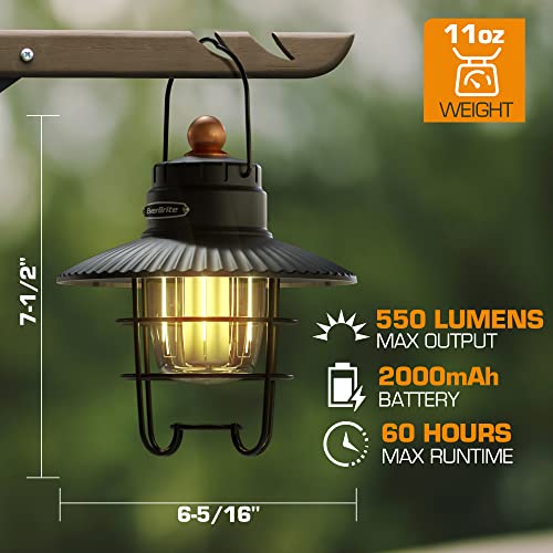 EverBrite LED Camping Lantern, USB C Rechargeable Lantern with 3 Light Modes, Vintage Outdoor Lanterns with Power Bank Function for Power Outages, Hurricane, Emergency, Fishing - color: Black