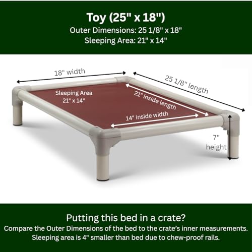 Kuranda Chewproof Elevated Pet Bed - Almond PVC - 25" x 18" - Cordura Nylon - Burgundy - color: Burgundy, size: 25" x 18" - Almond PVC