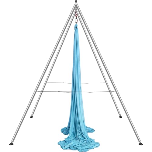 VEVOR Yoga Stand Frame, Max 441-551 lbs Load Swing Stand, Triangular Structure Aerial Rig, Aerial Silk Stands with Yoga Hammock, Standard & Height-Adjustable Version - color: Blue, style: Standard Version