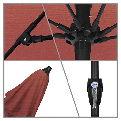 California Umbrella 12-Year Protection 9-Ft Outdoor Patio Umbrella, Sunbrella Fade-Resistant Acrylic Fabric, Auto Tilt and Crank, Heavy-Duty Aluminum Frame/Reinforced Ribs, Bronze Pole, Henna - color: Henna