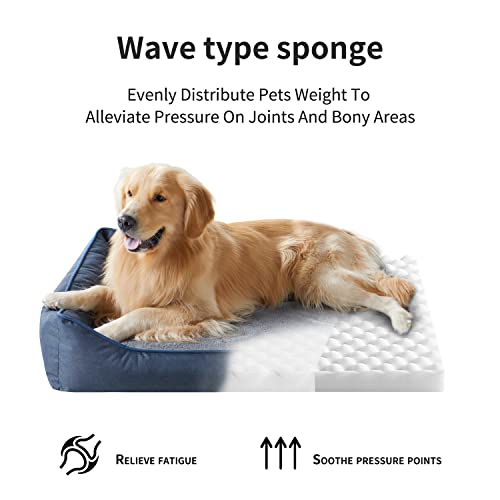 Tidore Orthopedic Dog Beds for Small Dogs, Durable Egg Crate Foam Sofa Dog Bed with Washable Removable Cover, Waterproof Lining, Pet Bed for Medium Dogs, Navy - color: Navy Blue, size: 26.4"l X 21.7"w X 6.2"th