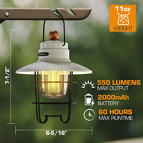 EverBrite LED Camping Lantern, USB C Rechargeable Lantern with 3 Light Modes, Vintage Outdoor Lanterns with Power Bank Function for Power Outages, Hurricane, Emergency, Fishing - color: White