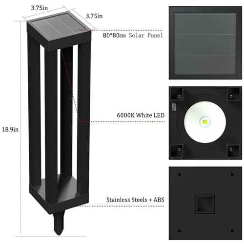 Solar Floor Lamps Outdoor Decor Lanterns Waterproof Deck Lights for Outside - size: 19"H - 8Pack