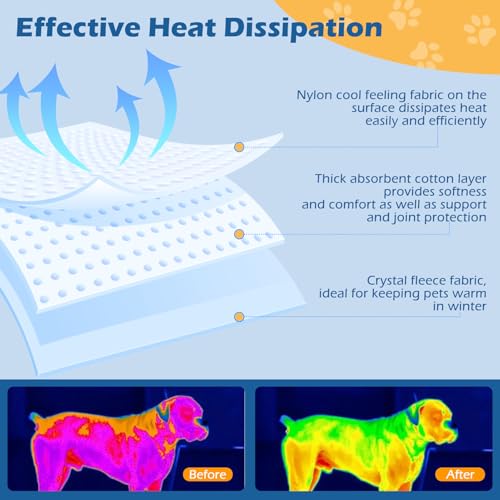 EXPAWLORER Dog Cooling Mat,Cool Pad Reversible (Cool & Warm),36’’x23’’ Pet Ice Cool Pad Blanket for Summer Kennel Sofa Floor Crate Car Seat,Machine Washable& Foldable Cooling Dog Bed(Medium)