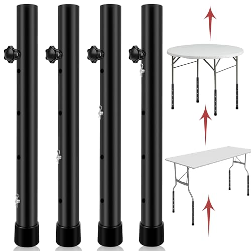 8 Pack Folding Table Risers, 4 Levels Adjustable Height Folding Table Leg Extenders, Heavy Duty Metal Table Leg Extensions Raise Table Height 3.6in | 6.77in | 10in | 13in - size: 8 PCS - 4 LEVELS ADJUSTABLE HEIGHT