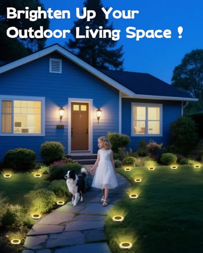 SenLuKit Mini Solar Ground Lights 2 Pack Outdoor IP65 Waterproof Solar Flat Garden Light Solor Powered Disc Pathway Lights for Outside Walkway Yard Landscape Patio Lawn Driveway-Warm White - color: Warm White, size: 2 Pack