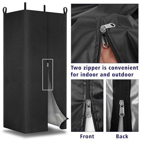 UNIFAMILY Waterproof Pontoon Tent, Privacy Boat Tent, 30 * 27 * 72 in Heavy Duty Hanging Changing Room, Privacy Curtains for Pontoon Boats, Boats Tents Attaches to Bimini Top Poles (Black) - color: black