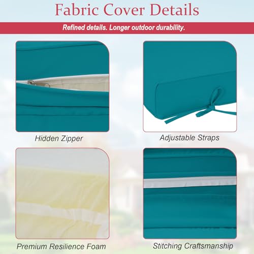 Chaise Lounge Cushions Outdoor 72x21x4 Inch, Patio Lounger Chair Cushion with Removable Cover, Fade Resistant Replacement Pad for Outdoor Furniture (Turquoise, 72x21x4 inch) - color: Turquoise