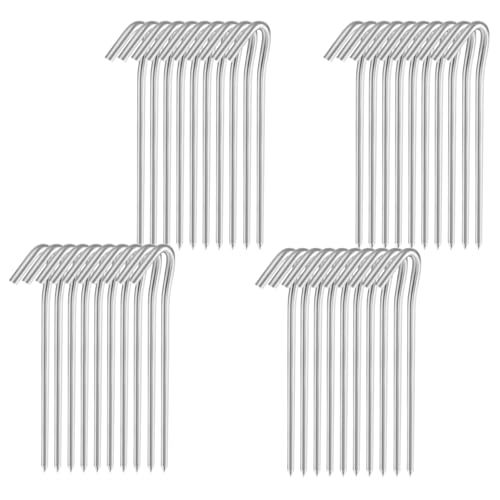 7" Tent Stakes, Heavy Duty Tarp Camping Stakes, Galvanized Metal Pegs for Outdoor Decorations, 40 PCS - size: 7"
