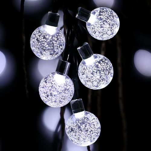 Toodour Solar String Lights Outdoor, 36ft 60 LED Globe String Light with 8 Mode, Waterproof Crystall Ball Lights Solar Patio Lights for Garden, Lawn, Patio, Gazebo, Yard, Outdoor Decor - Cool White - color: Cool White, size: 36ft