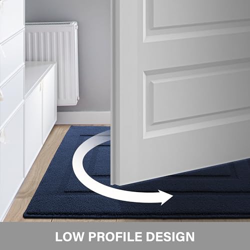 GRANNY SAYS Front Door Mat Outside Entrance, Welcome Matt Indoor Non-Slip, Door Mats for Outdoor, Entryway Front Porch Matt Low Profile Resist Dirt Easy to Clean, 36" x 24", Deep Blue - color: A-deep Blue, size: 2' x 3' (Rectangular)