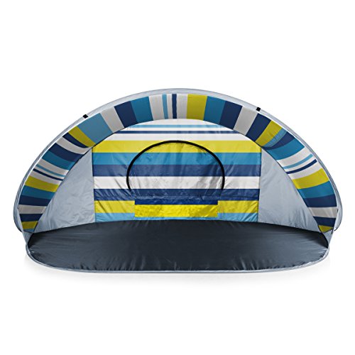 ONIVA - a Picnic Time brand - Manta Portable Beach Tent - Pop Up Tent - Beach Sun Shelter Pop Up, (Blue, White, & Yellow Beach Stripe) - color: Beach Stripes