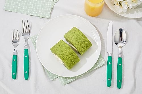 ANNOVA Silverware Set, Retro/Rivet Colorful Stainless Steel Tableware Kitchen Flatware Set Utensils, Includes Dinner Knives, Forks, Spoons, Salad Forks & Dessert Spoons (Green, 20 Pieces) - color: Green, size: 20 Pieces