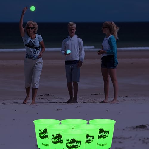 Juegoal Outdoor Giant Yard Pong Game Set Outdoor Toss Game Throwing Game for Beach, Camping, Lawn and Backyard - color: Green Glow in Dark