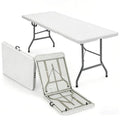 6FT Heavy Duty Folding Table, Portable Plastic Utility Table with Locking Legs & Handle, Indoor Outdoor Commercial Table for Watch Party, Tailgate, BBQ, Camping, Events, Backyard Dining White | Heavy Duty, Portable, Indoor/Outdoor, Plastic Table, for Part