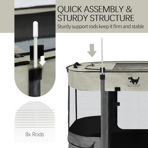 Rest-Eazzzy Dog Playpen, Foldable Kitten Playpen for Medium Dogs, Portable Pet Puppy Playpen with Removable Shade Cover, Indoor Outdoor Travel Camping Use for Small Pets with Carrying Case (S, Grey) - style: Small