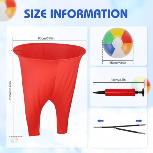 2 Pcs Granny Pants Yard Game with Suspenders, 16 Bouncy Balls & 2 Pumps - Hilarious Outdoor Party Game for Adults, Kids, Family Reunions & Field Days