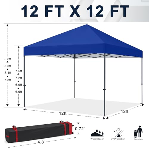 COOSHADE Durable Easy Pop Up Canopy Tent 12x12Ft(RoyalBlue) - color: Royal Blue, size: 12x12Ft