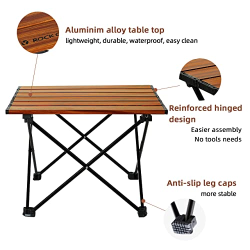 ROCK CLOUD Portable Camping Table Ultralight Aluminum Folding Beach Table Camp for Camping Hiking Backpacking Outdoor Picnic, Wood Grain - color: Wood Grain, size: Small