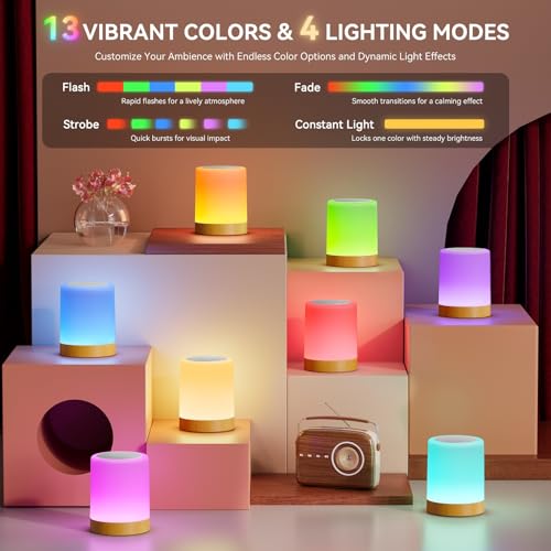 Auxmir Night Light for Kids Baby, Dimmable Touch Lamp for Nursery, 13 Colors 5 Brightness, Portable Rechargeable Table Lamp for Nightstand, Kids Night Light for Bedroom Living Room, Brown-with Remote - color: Brown-with Remote