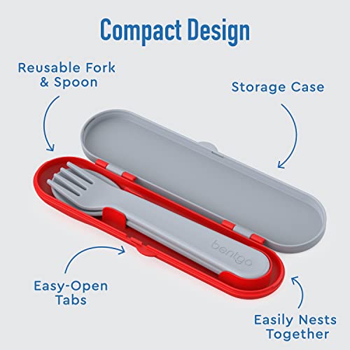 Bentgo Kids Utensil Set - Reusable Plastic Fork, Spoon & Storage Case - BPA-Free Materials, Easy-Grip Handles, Dishwasher Safe - Ideal for School Lunch, Travel, & Outdoors (Trucks) - color: Trucks