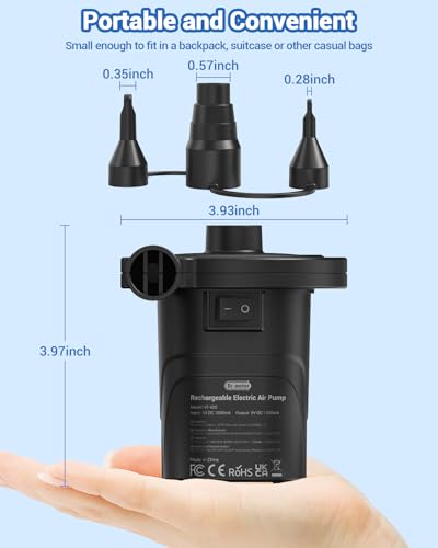 Dr.meter Air Pump for Inflatables, Rechargeable 4000mAh Battery Air Mattress Pump - Portable Quick-Fill Inflator Deflator for Outdoor Camping Inflatable Pool Float Boat Raft Yoga Ball Swim Ring Airbed - style: HT-420