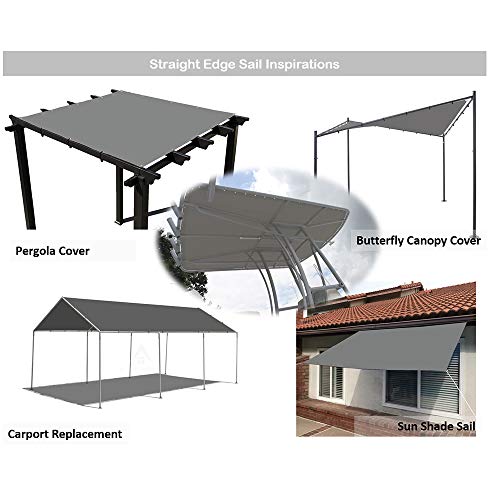 Alion Home Waterproof Rectangle Sun Shade Sail Straight Edge Canopy Cover with Grommet for Pergola Patio Gazebo Carport Outdoor Car Tent (6' x 10', Grey) - color: Gray, size: 6' x 10'