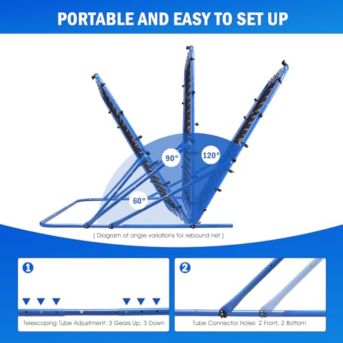 Soccer Baseball Volleyball Rebounder Net, Quick-Switch Angle Dual-Sided/Dual/Three Mode Goal Net Multi-Sport Pitchback Rebound for Control, Passing Practice, Easy Setup Bounce Back Training Gifts - size: 6FTx4FT