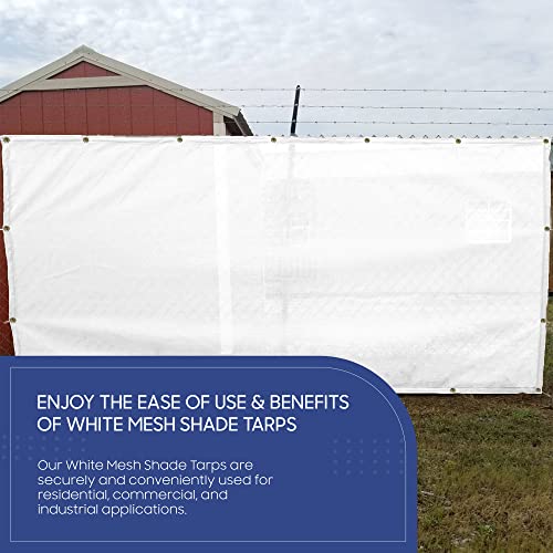 Tarps Now 6' x 8' White Heavy Duty Mesh Tarp with Brass Grommets - UV Resistant Reflective White 75% Sun Shade, Backyard, Patios, Breezeways, Gazebos, Kennels, or Mesh for Flatbeds, Trucks or Trailers - size: 6' X 8'