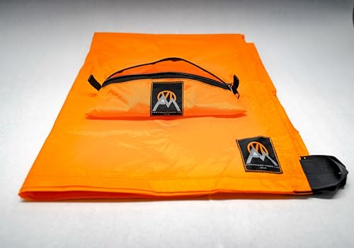 VIAM Outdoors | Multi Cloth Waterproof Ultralight Lightweight Backpacking Camping and Survival Tarp | 1.9oz Orange | Measures 54 inches by 72 inches | has Stake Loops and Guy line Loops - color: Multi-cloth