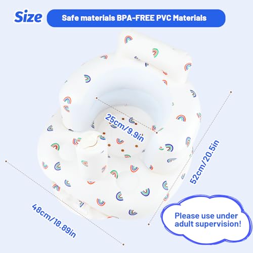 AirSwim Inflatable Baby Chair, Baby Inflatable Seat for Babies 3 Months and Up Summer Inflatable Baby Seat for Sitting Up, Blow Up Baby Floor Seat with Built in Air Pump, Rainbow - color: Rainbow