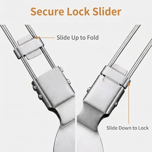 Outdoor Camping Stainless Steel Folding Spatula Sets, Lightweight Thickened Turner Tableware Spoon Cooking Utensils - color: style1