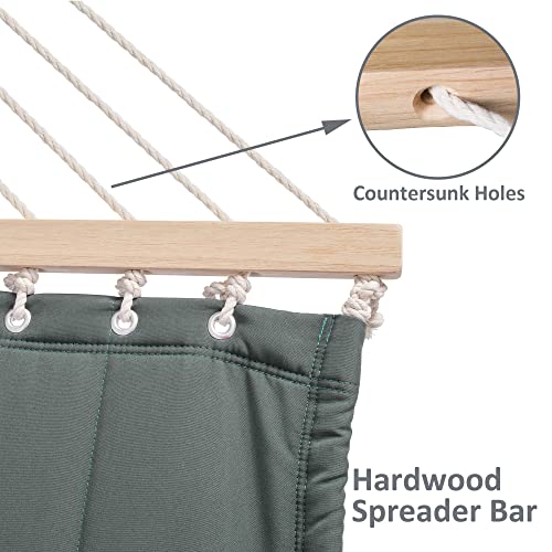 SUNCREAT Hammocks for Outside with Stand, Hammock Cover, Extra Large Double Hammock with Wooden Stand, Gray Green - color: Gray Green