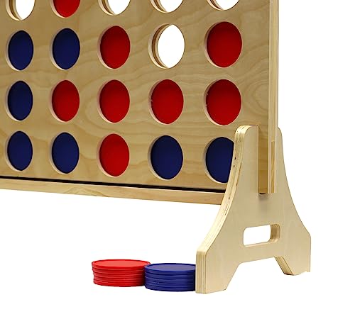 Tailgating Pros Premium Giant Four in a Row with Carrying Case - Jumbo Oversized Outdoor Yard Game - Connect Multiple Pucks in a Row to Win - Many Puck Colors Available! - color: Blue / Red