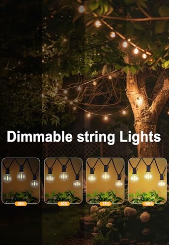 Outdoor String Lights 200FT Waterproof Globe String Lights with 104 Shatterproof G40 LED bulbs, Dimmable Connectable Patio Light String Lights for hanging Bistro Backyard Gazebo,2-Pack x 100ft - color: Black G40 Bulbs, size: 200 Feet