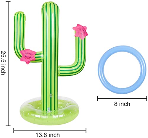2 Pack Inflatable Cactus Ring Toss Game Sets,Cactus Pool Game Toys Target Toss Floating Swimming Summer Game Toys for Mexican Fiesta Party Accessories Hawaiian Pool Beach Party Decoration Supplies