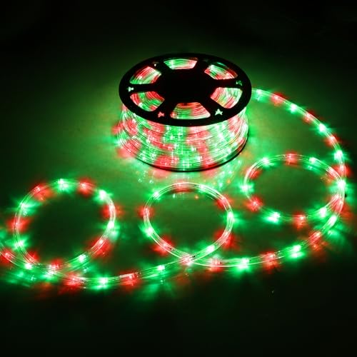200ft LED Rope Lights Outdoor, 1440 LED Connectable and Flexible Tube Lights with 8 Modes, Waterproof LED Rope Lighting for Garden Patio Pool Bedroom PartyIndoor Outdoor Christmas Decor (Red & Green) - color: Red & Green, size: 200ft