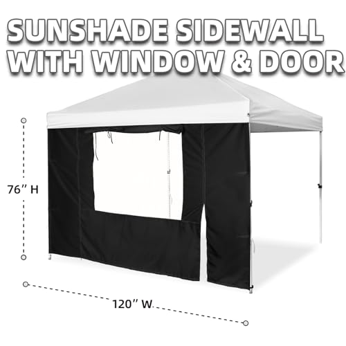 Sunshade Sidewall, Sidewall with Door and Window for 10×10 Pop Up Canopy Straight Leg, Outdoor Instant Canopies Wall, 1 Pack Canopy Sidewall Only (Spliceable, Black) - color: Black - Spliceable