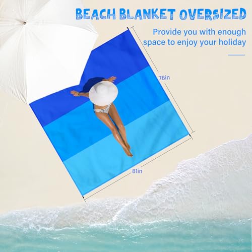 Beach Blanket 78''×81'' - Waterproof Sandproof Sand Free Oversized Mat for 1-5 Adults, Lightweight Durable Compact for Beach Travel Camping Hiking Picnic - color: Blue3, size: 78"x81"
