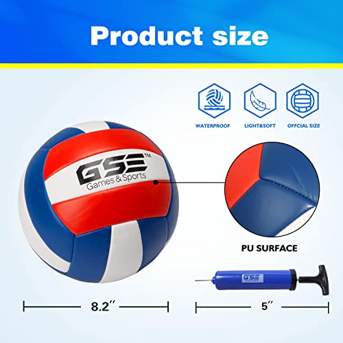GSE Games & Sports Expert Outdoor Yard Sports Net Game Set for Backyards, Parks, Beach, Lawn. Volleyball Set, Badminton Set OR Volleyball & Badminton Combo Set Available - style: Deluxe Volleyball Set