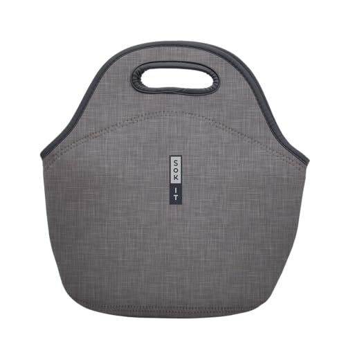Sok It LunchTote Zippered Bag Insulated Neoprene Caddy (Anthracite, Large 4.5 Quart Lunch Tote) - color: Anthracite, size: Large 4.5 Quart Lunch Tote