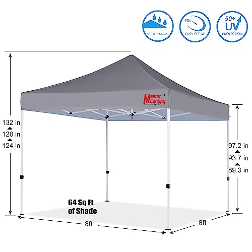 MASTERCANOPY Pop Up Canopy Tent Commercial Grade Instant Shelter (8x8, Grey) - color: Gray, size: 8x8