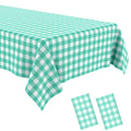 2 Pack Green Gingham Picnic Tablecloths - 54 * 108 Inch Green and White Checkered Rectangular Plastic Tablecloths for Parties - color: Green Gingham, size: 54" x 108" Rectangular (2 Pack)