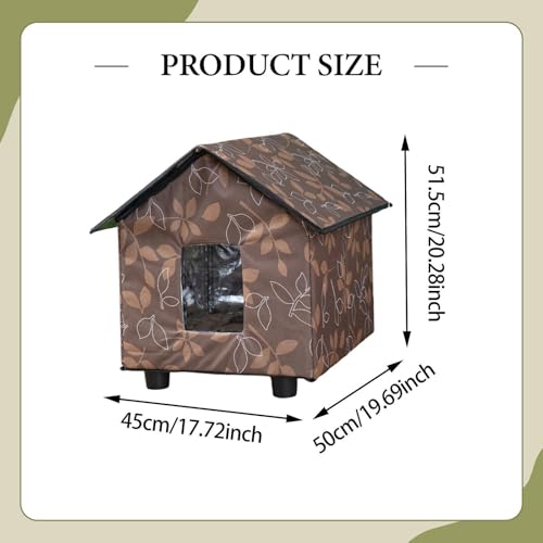 Outdoor Cat House Tent Pet Supplies Foldable Insulated Kitten House Stray Cat Shelter for Outside Garden Patio Winter Porch, Brown - color: Brown