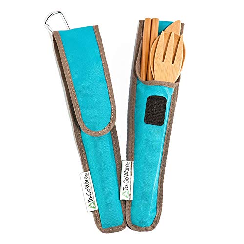 To Go Ware To Go Ware Reusable Bamboo Travel Utensils with Carrying Case & Carabiner Clip | Bamboo Utensils | Eco Friendly - color: Green