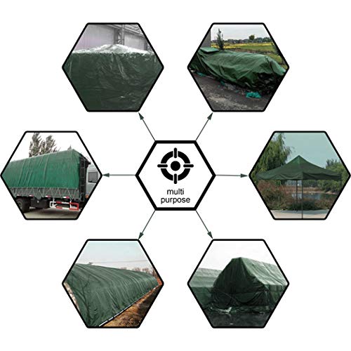 CARTMAN Finished Size 16x20 Feet Waterproof Green Tarp 8 Mil Thick, Multipurpose Protective Cover for Emergency Rain Shelter Camping Tarpaulin - size: 16'×20'