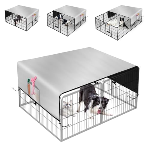 LYHNMW Dog Playpen Cover, 600D Oxford Fabric Dog Pen Canopy with Sun and Rain Protection, Specialized Fits for 24/32/40/45/50" Panels Playpen(Only Cover) - size: Fit 8 Panels