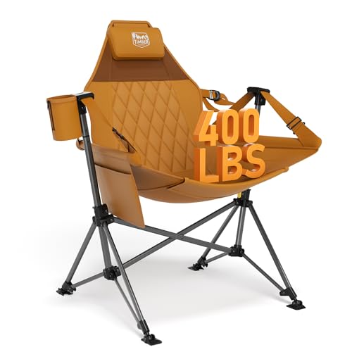 TIMBER RIDGE Hammock Camping Chair, Oversized Swinging Hammock Chair with Adjustable Back and Seat for Outdoor Lawn, Sports, Supports 400lbs, Orange - color: Orange