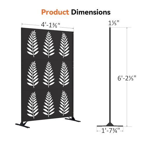 Modern Shade 4x6 FT Metal Privacy Screen with Artistic Modular Designs Decorative Patio Privacy Fence & Garden Divider, Freestanding Outdoor Metal Fence Panel, Weather-Resistant (Tropic Rows) - size: 1 Panel (Tropic Rows)